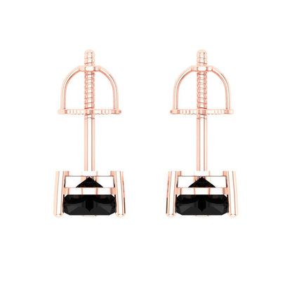 1.5 ctw Onyx Studs Earrings | 6.0mm Heart Cut White Gold Screw back | July Birthstone