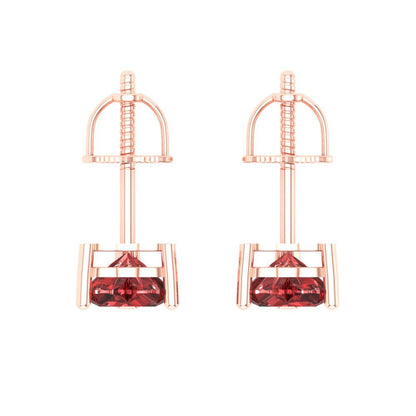 1.5 ctw Garnet Studs Earrings | 6.0mm Heart Cut White Gold Screw back | January Birthstone