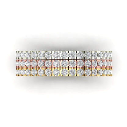 0.855 cttw Simulated Diamond Round Cut White/Rose/Yellow Gold Eternity Wedding Band