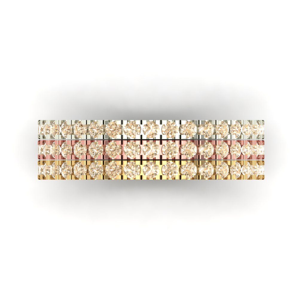 0.855 cttw Natural Morganite Round Cut White/Rose/Yellow Gold Eternity Wedding Band