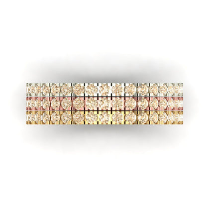 0.855 cttw Natural Morganite Round Cut White/Rose/Yellow Gold Eternity Wedding Band