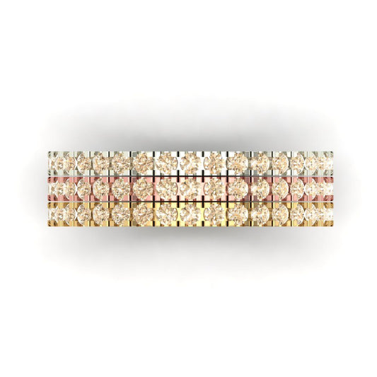 0.855 cttw Natural Morganite Round Cut White/Rose/Yellow Gold Eternity Wedding Band