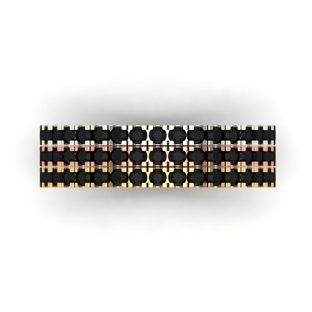 0.855 cttw Natural Onyx Round Cut White/Rose/Yellow Gold Eternity Wedding Band