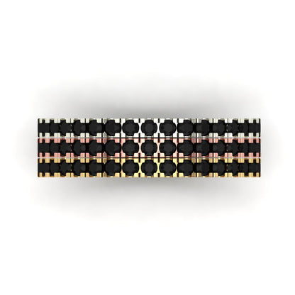 0.855 cttw Natural Onyx Round Cut White/Rose/Yellow Gold Eternity Wedding Band
