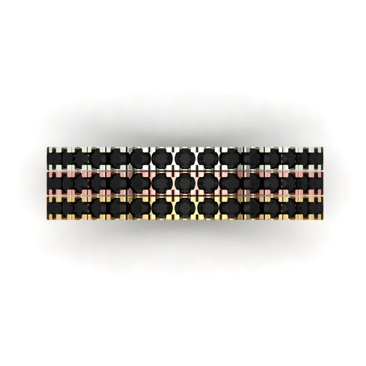 0.855 cttw Natural Onyx Round Cut White/Rose/Yellow Gold Eternity Wedding Band