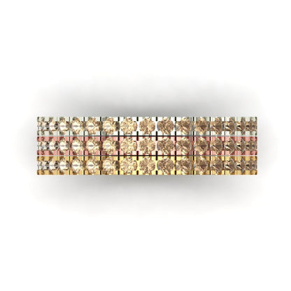0.855 cttw Yellow Moissanite Round Cut White/Rose/Yellow Gold Eternity Wedding Band