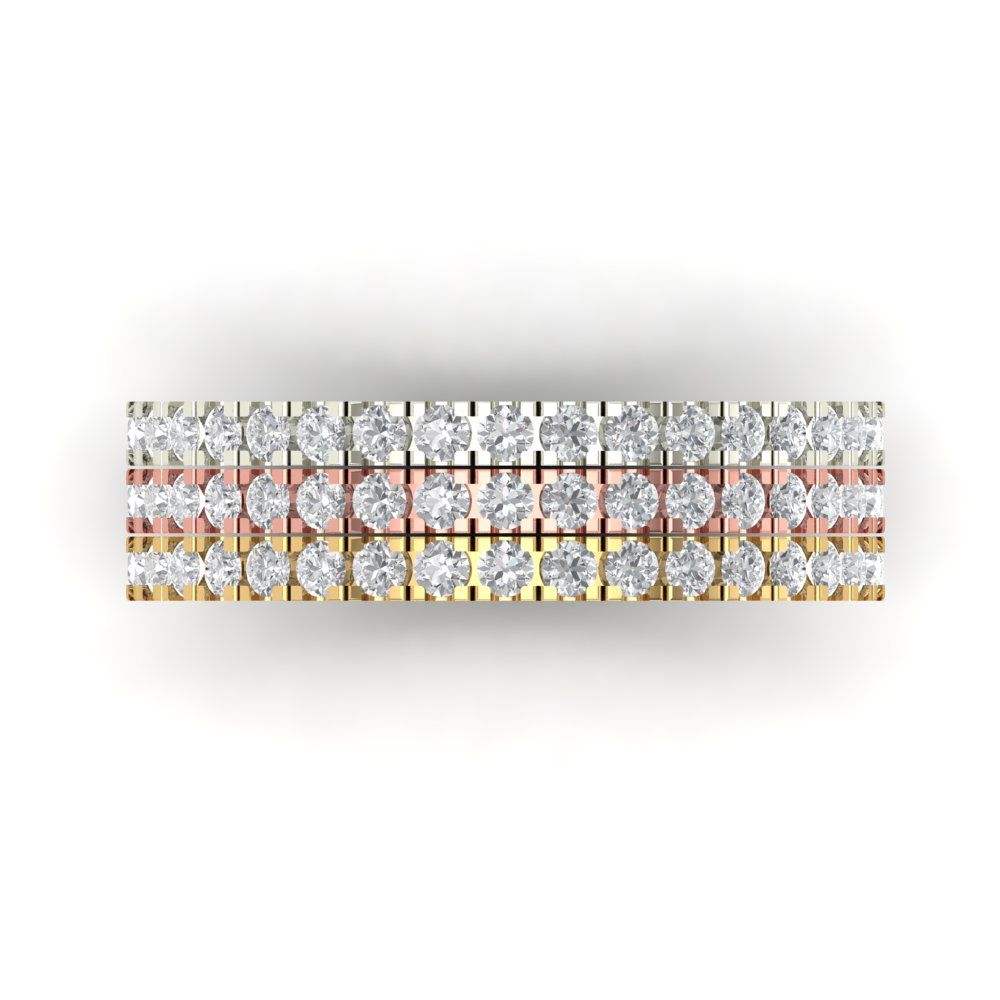 0.855 cttw Moissanite Round Cut White/Rose/Yellow Gold Eternity Wedding Band