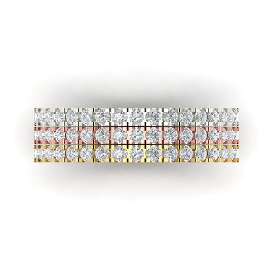 0.855 cttw Moissanite Round Cut White/Rose/Yellow Gold Eternity Wedding Band