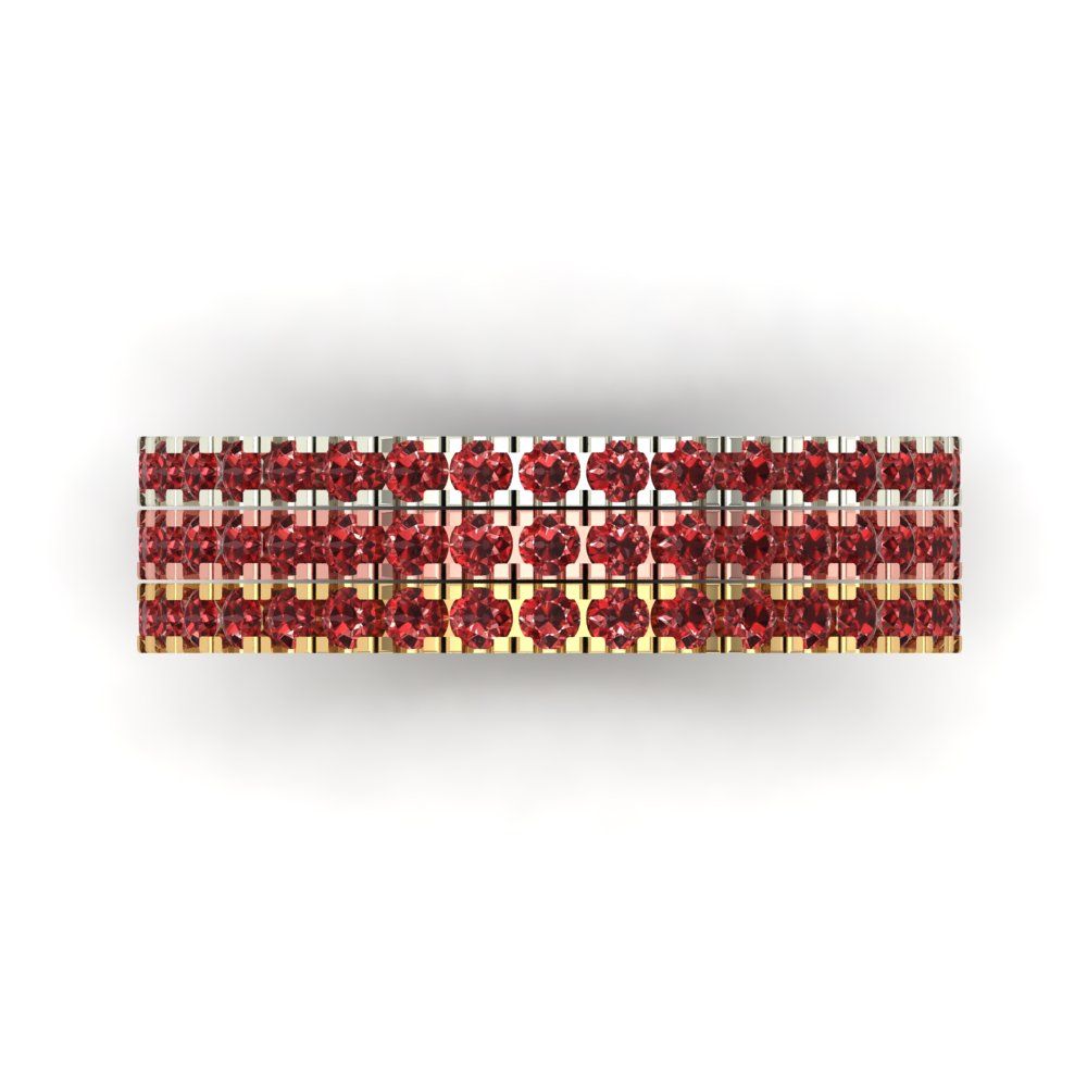 0.855 cttw Natural Garnet Round Cut White/Rose/Yellow Gold Eternity Wedding Band