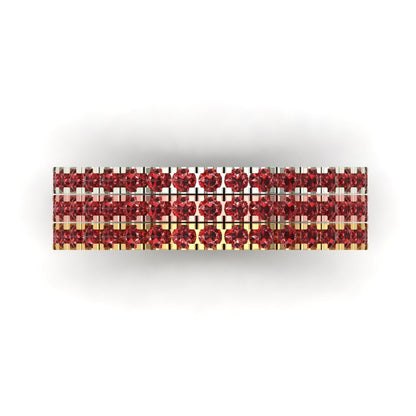 0.855 cttw Natural Garnet Round Cut White/Rose/Yellow Gold Eternity Wedding Band