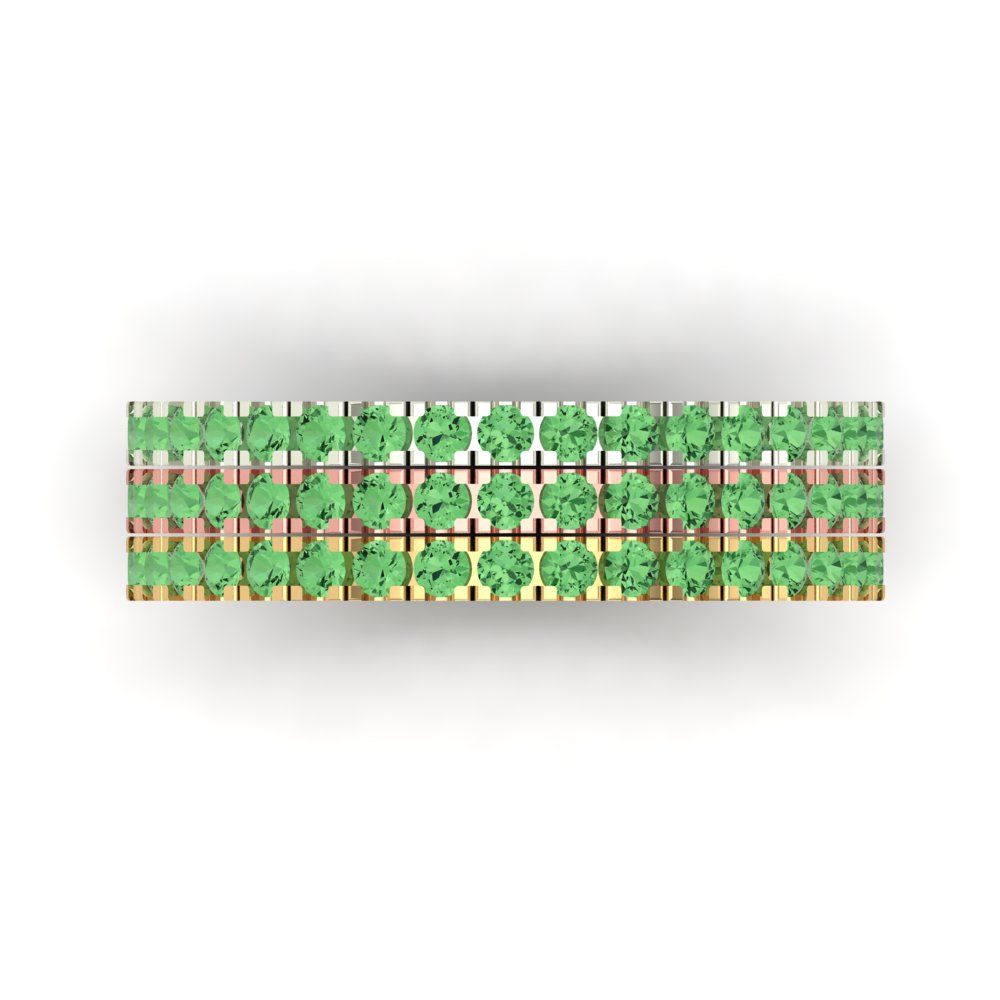 0.855 cttw Simulated Green Diamond Round Cut White/Rose/Yellow Gold Eternity Wedding Band