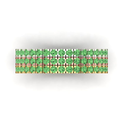 0.855 cttw Simulated Green Diamond Round Cut White/Rose/Yellow Gold Eternity Wedding Band