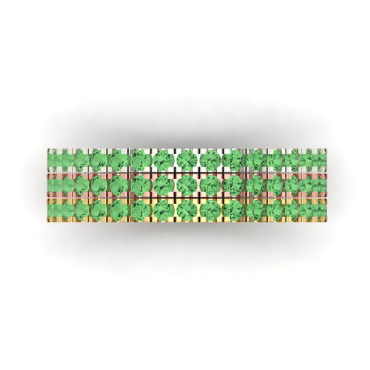 0.855 cttw Simulated Green Diamond Round Cut White/Rose/Yellow Gold Eternity Wedding Band