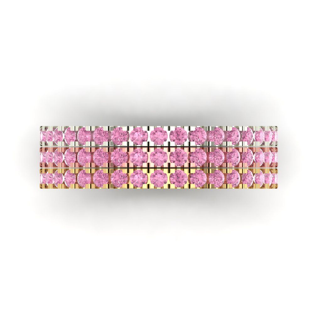 0.855 cttw Simulated Pink Diamond Round Cut White/Rose/Yellow Gold Eternity Wedding Band