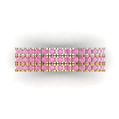 0.855 cttw Simulated Pink Diamond Round Cut White/Rose/Yellow Gold Eternity Wedding Band