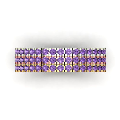 0.855 cttw Simulated Alexandrite Round Cut White/Rose/Yellow Gold Eternity Wedding Band
