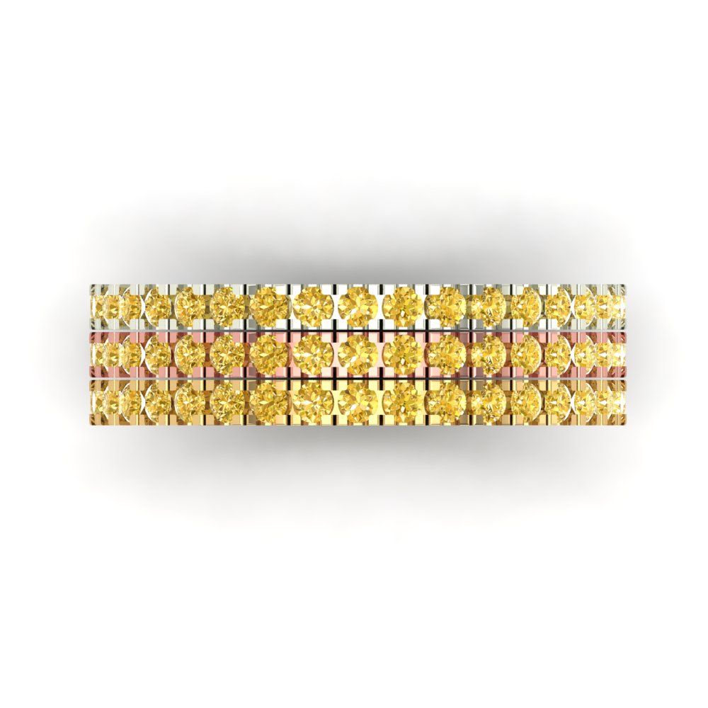 0.855 cttw Simulated Yellow Diamond Round Cut White/Rose/Yellow Gold Eternity Wedding Band