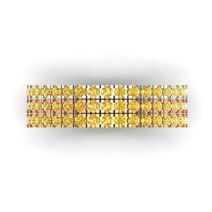 0.855 cttw Simulated Yellow Diamond Round Cut White/Rose/Yellow Gold Eternity Wedding Band