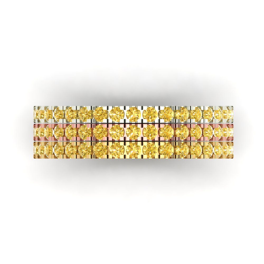 0.855 cttw Natural Citrine Round Cut White/Rose/Yellow Gold Eternity Wedding Band
