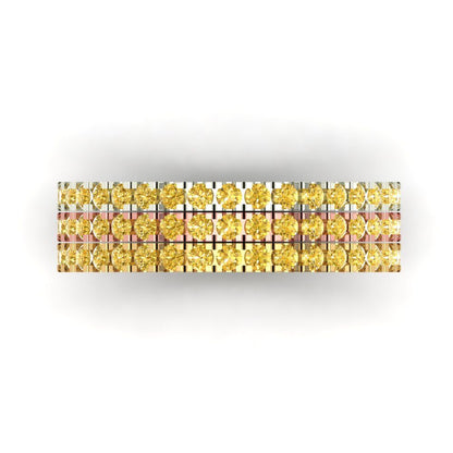 0.855 cttw Natural Citrine Round Cut White/Rose/Yellow Gold Eternity Wedding Band