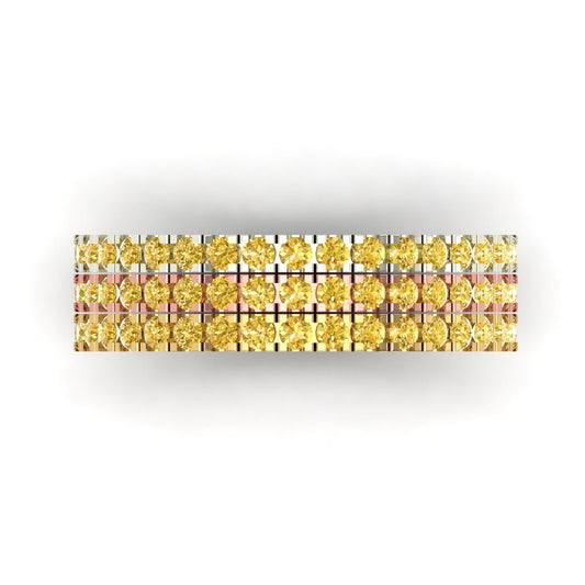 0.855 cttw Natural Citrine Round Cut White/Rose/Yellow Gold Eternity Wedding Band