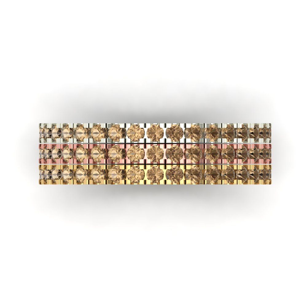 0.855 cttw Simulated Champagne Diamond Round Cut White/Rose/Yellow Gold Eternity Wedding Band