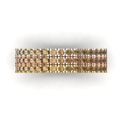 0.855 cttw Simulated Champagne Diamond Round Cut White/Rose/Yellow Gold Eternity Wedding Band