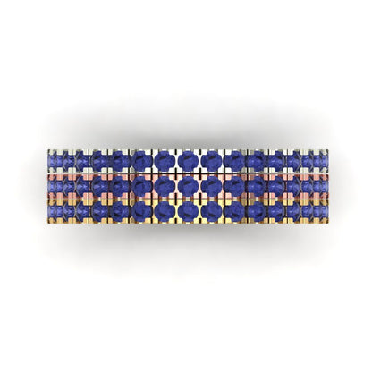 0.855 cttw Simulated Tanzanite Round Cut White/Rose/Yellow Gold Eternity Wedding Band