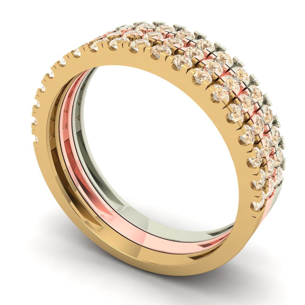0.855 cttw Natural Morganite Round Cut White/Rose/Yellow Gold Eternity Wedding Band