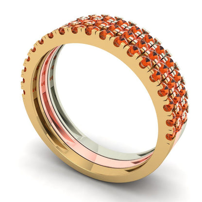 0.855 cttw Simulated Red Diamond Round Cut White/Rose/Yellow Gold Eternity Wedding Band