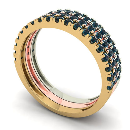 0.855 cttw Natural London Blue Topaz Round Cut White/Rose/Yellow Gold Eternity Wedding Band