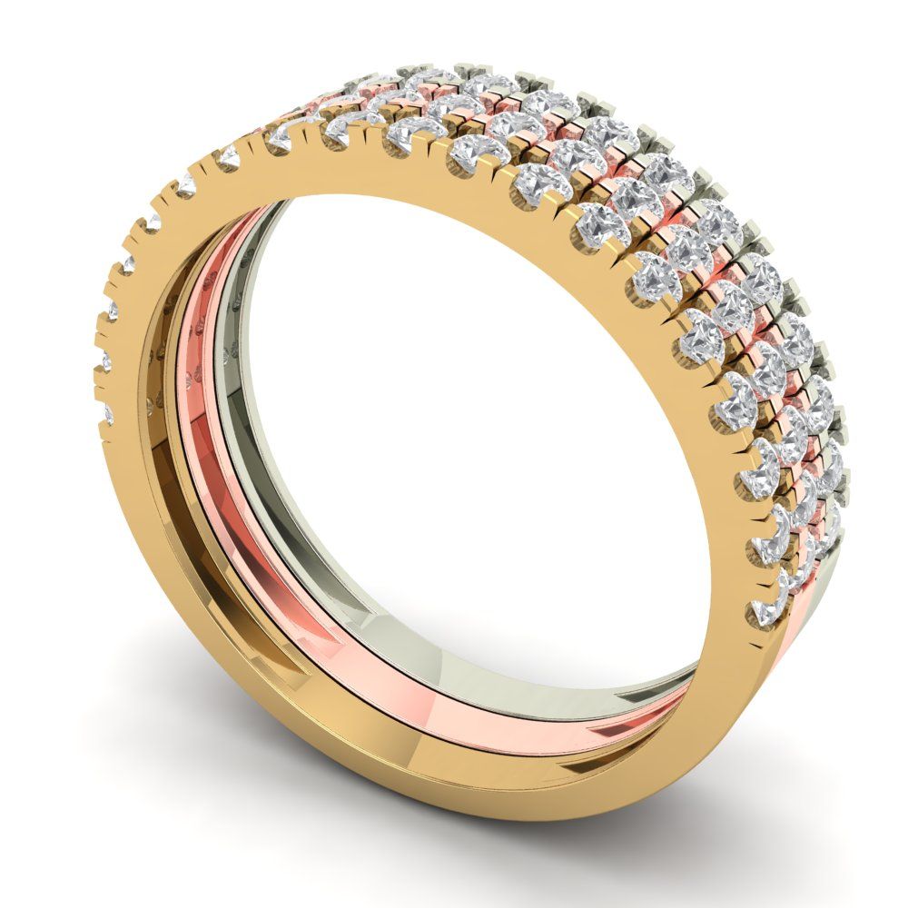0.855 cttw Moissanite Round Cut White/Rose/Yellow Gold Eternity Wedding Band