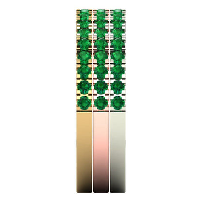 0.855 cttw Simulated Emerald Round Cut White/Rose/Yellow Gold Eternity Wedding Band
