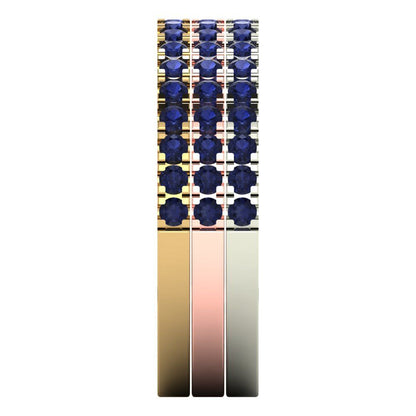 0.855 cttw Simulated Blue Sapphire Round Cut White/Rose/Yellow Gold Eternity Wedding Band