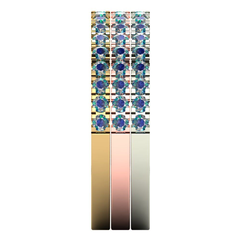 0.855 cttw Blue Moissanite Round Cut White/Rose/Yellow Gold Eternity Wedding Band