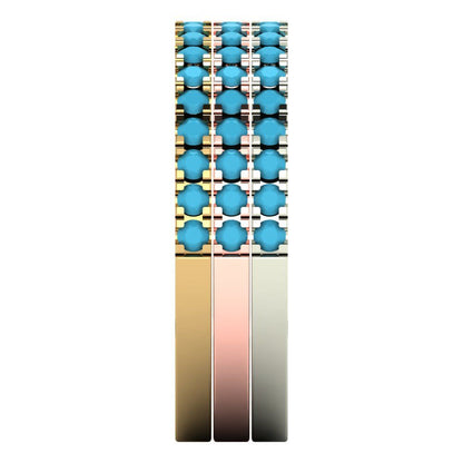 0.855 cttw Simulated Turquoise Round Cut White/Rose/Yellow Gold Eternity Wedding Band
