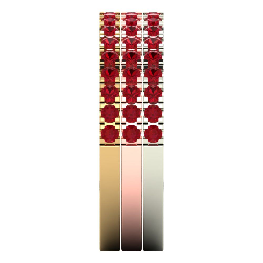 0.855 cttw Simulated Pink Tourmaline Round Cut White/Rose/Yellow Gold Eternity Wedding Band