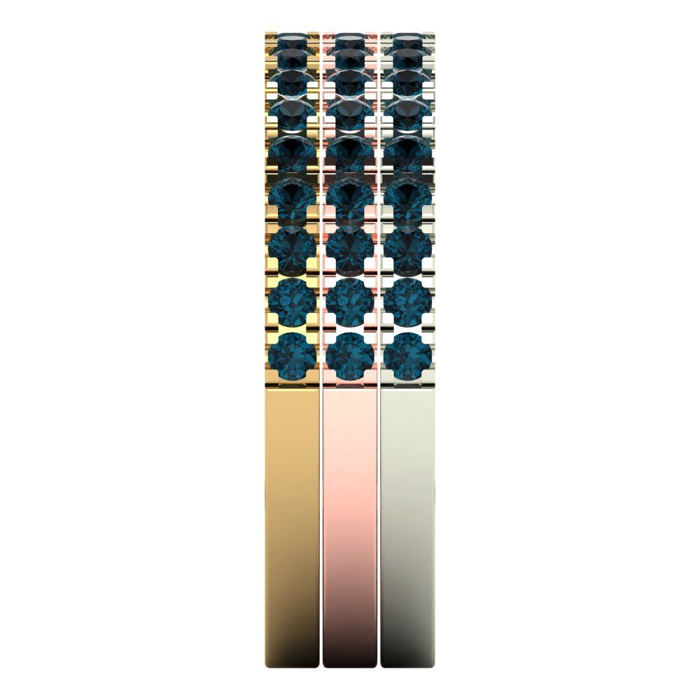 0.855 cttw Natural London Blue Topaz Round Cut White/Rose/Yellow Gold Eternity Wedding Band