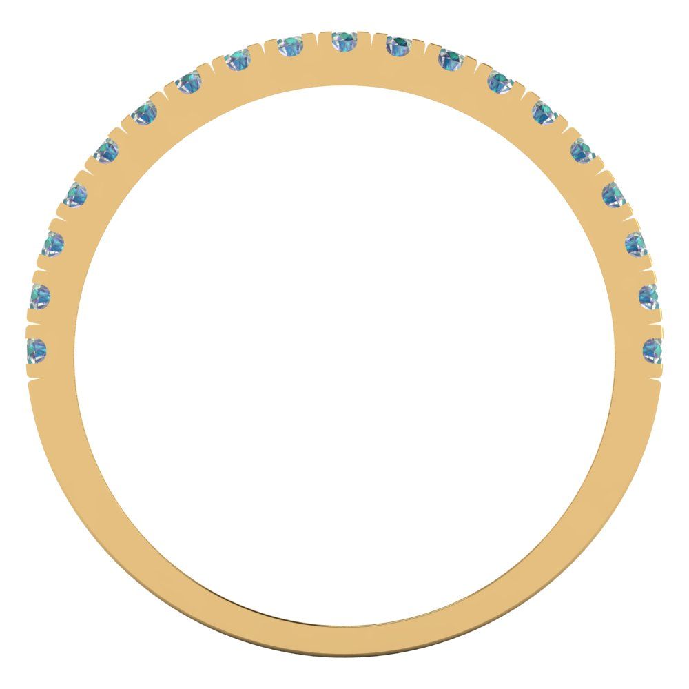 0.855 cttw Blue Moissanite Round Cut White/Rose/Yellow Gold Eternity Wedding Band
