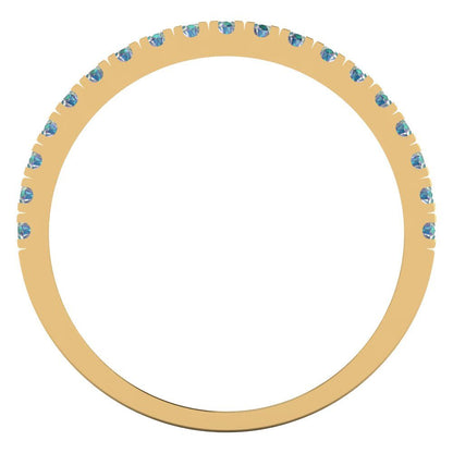 0.855 cttw Blue Moissanite Round Cut White/Rose/Yellow Gold Eternity Wedding Band