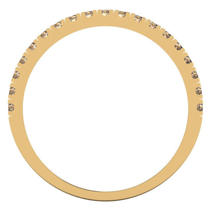 0.855 cttw Yellow Moissanite Round Cut White/Rose/Yellow Gold Eternity Wedding Band