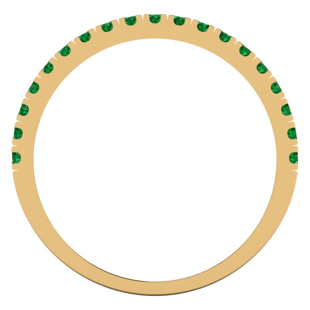 0.855 cttw Simulated Emerald Round Cut White/Rose/Yellow Gold Eternity Wedding Band
