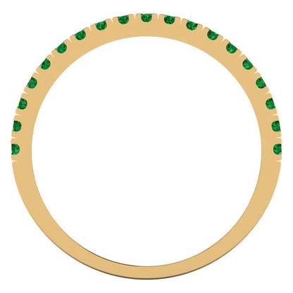 0.855 cttw Simulated Emerald Round Cut White/Rose/Yellow Gold Eternity Wedding Band
