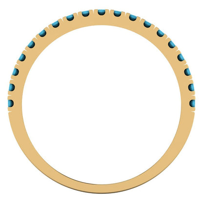 0.855 cttw Simulated Turquoise Round Cut White/Rose/Yellow Gold Eternity Wedding Band