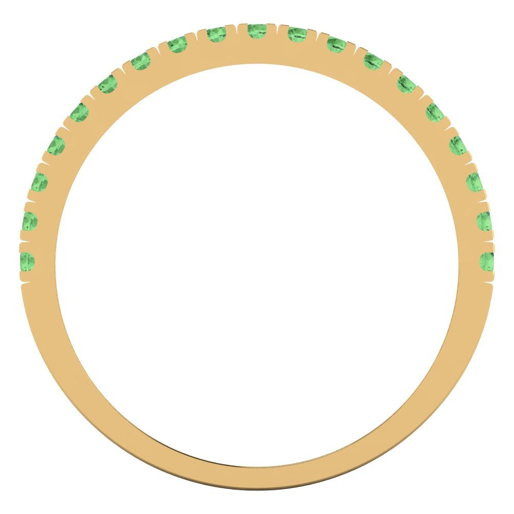 0.855 cttw Simulated Green Diamond Round Cut White/Rose/Yellow Gold Eternity Wedding Band