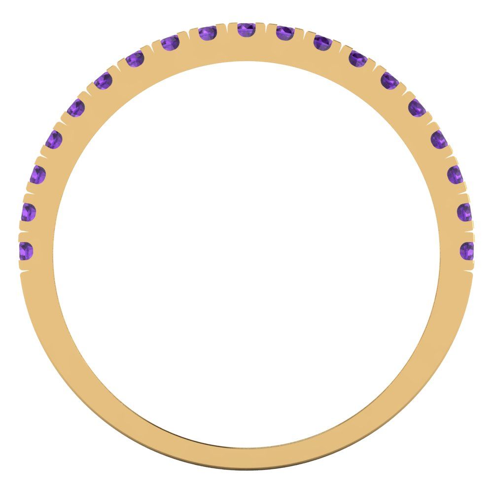 0.855 cttw Natural Amethyst Round Cut White/Rose/Yellow Gold Eternity Wedding Band