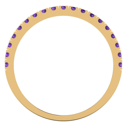 0.855 cttw Natural Amethyst Round Cut White/Rose/Yellow Gold Eternity Wedding Band