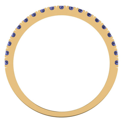 0.855 cttw Simulated Tanzanite Round Cut White/Rose/Yellow Gold Eternity Wedding Band