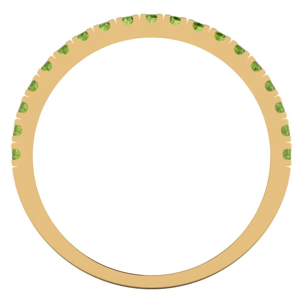 0.855 cttw Natural Peridot Round Cut White/Rose/Yellow Gold Eternity Wedding Band