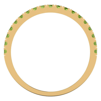 0.855 cttw Natural Peridot Round Cut White/Rose/Yellow Gold Eternity Wedding Band